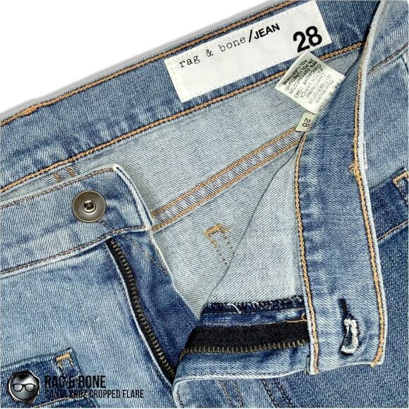 RAG & BONE SANTA CRUZ FLARE CROP JEANS IN PATCH VARICK WOMEN’S SIZE 28 RAW HEM - Picture 9 of 16